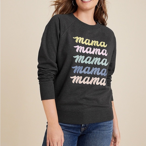NWT Maurices Oversized Women’s Charcoal Mama Sweatshirt Sz medium - Picture 1 of 9